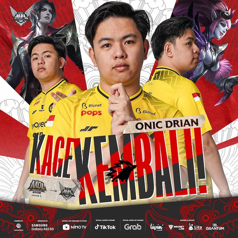 Drian Kembali ke Onic Esports