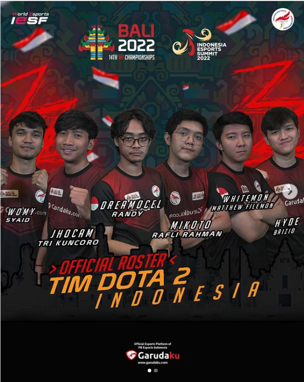 Roster Dota 2 Indonesia untuk IESF Bali 2022